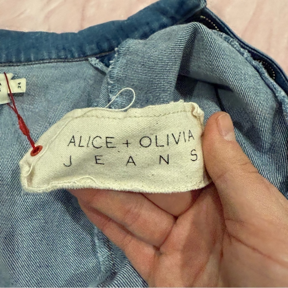 NWT Alive + Olivia Jumpsuit Gorgeous Wide Leg Zip Up Denim in Love Me Blue - Picture 15 of 16